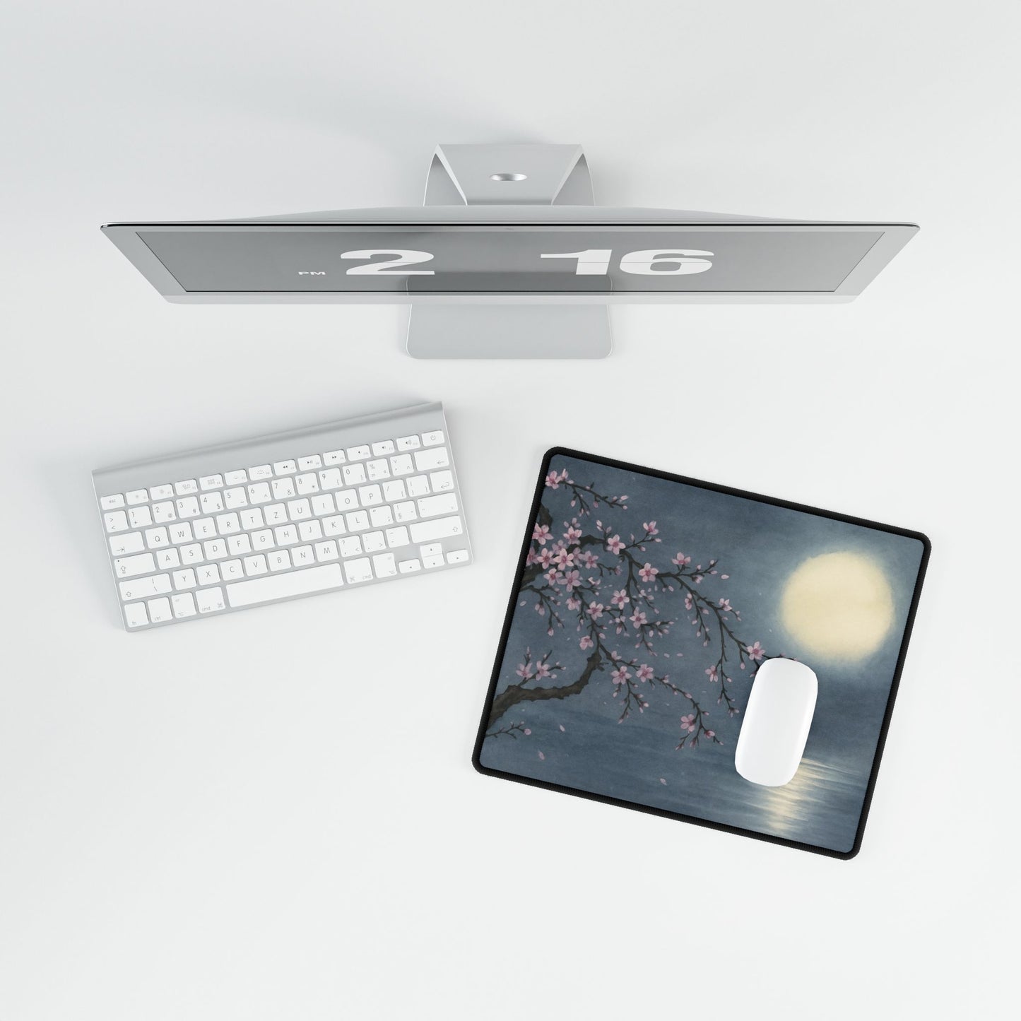 Cherry Blossom and Moon — Echoes of the Masters — Desk Mat for Home & Office