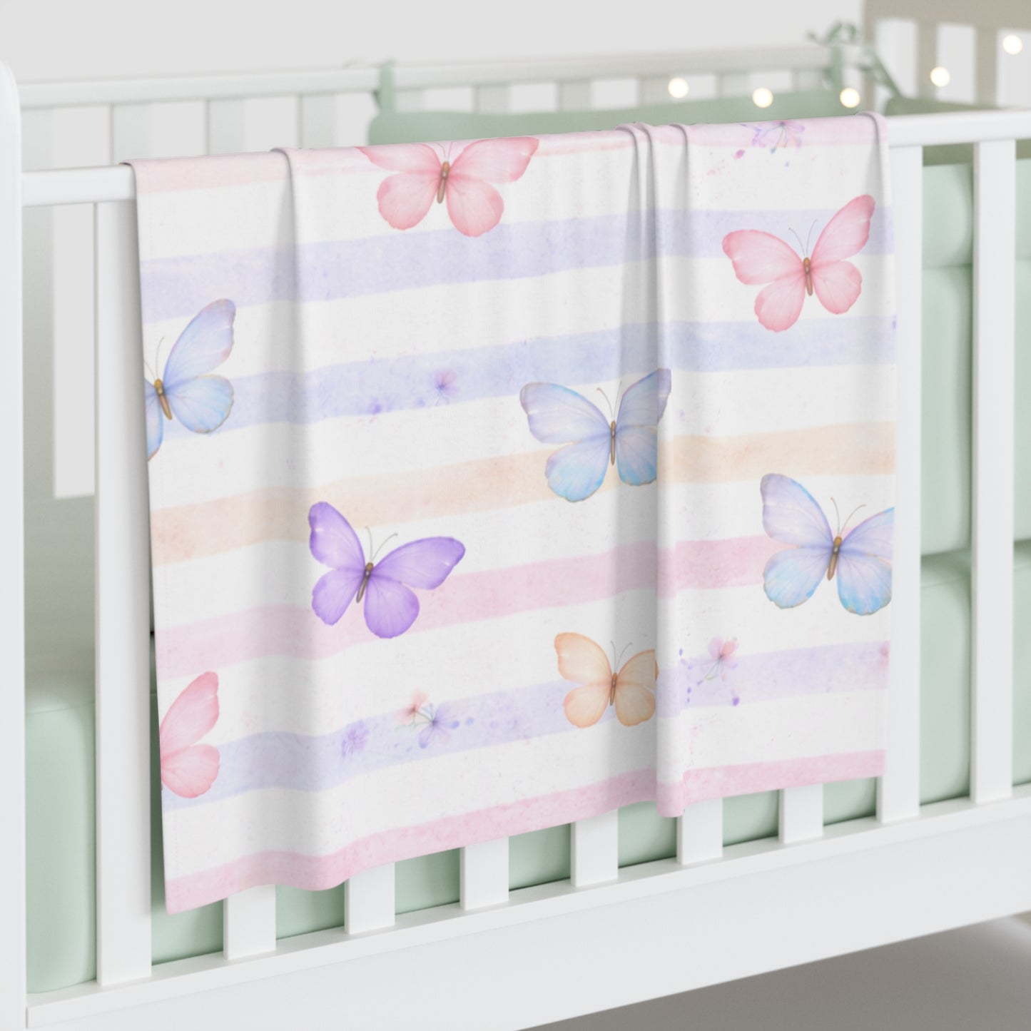 Manta Envolvente para Bebés con Diseño de Mariposa — Envoltura para Recién Nacidos con Mariposas y Rayas