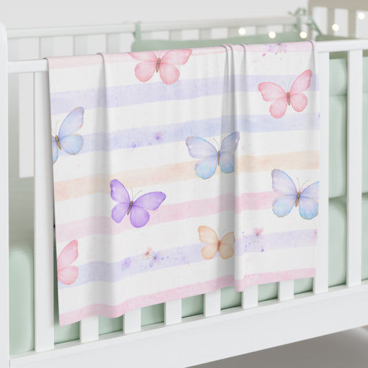 Manta Envolvente para Bebés con Diseño de Mariposa — Envoltura para Recién Nacidos con Mariposas y Rayas