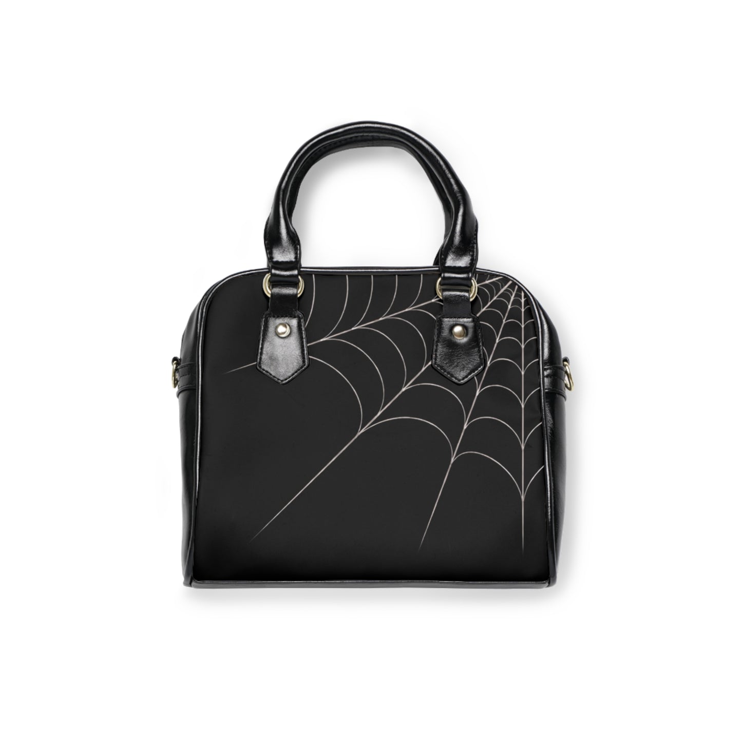 Drift-Spiderweb Shoulder Handbag — Gothic Black Web Print Purse
