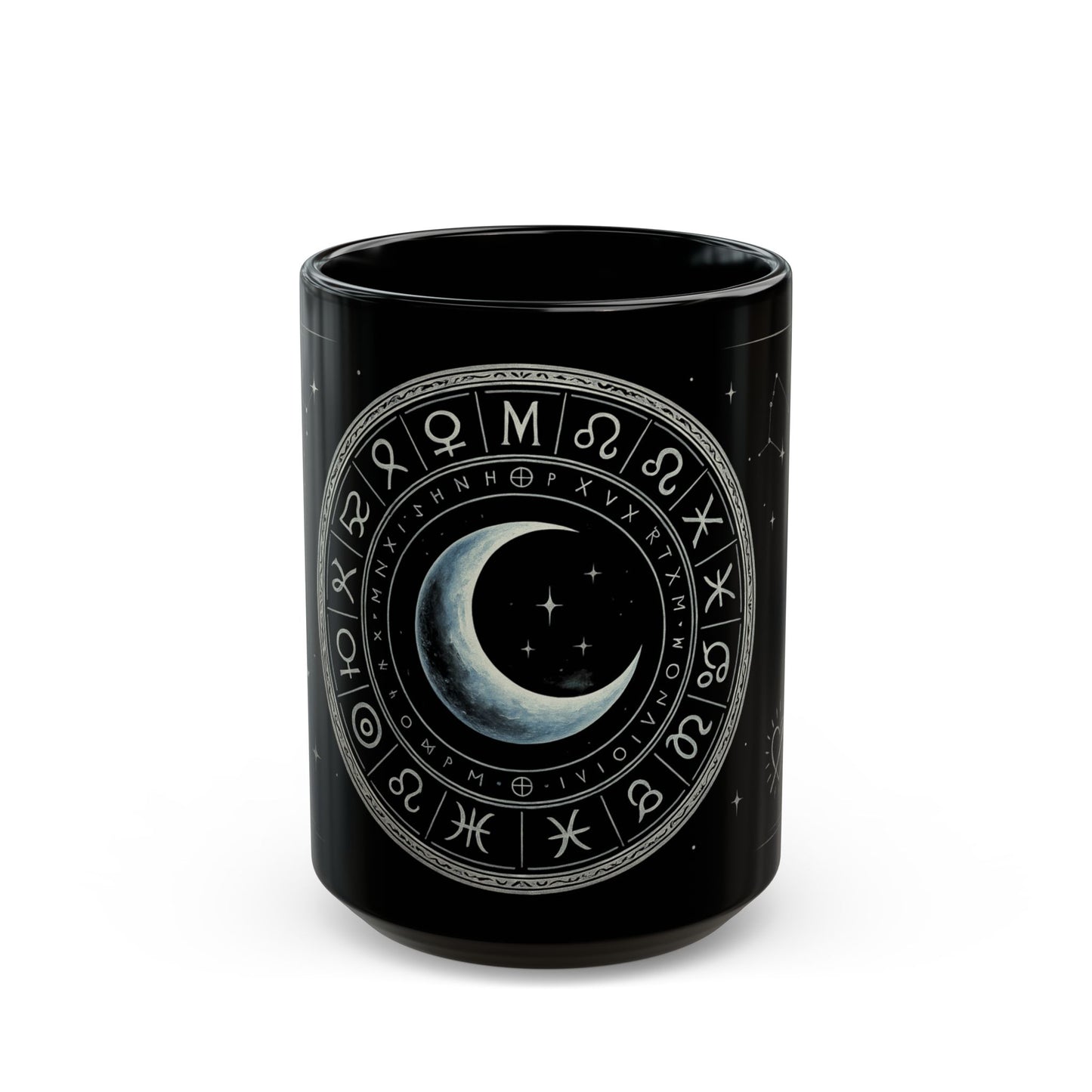 Crescent Moon 1 Black Mug — Zodiac Symbols Coffee Cup