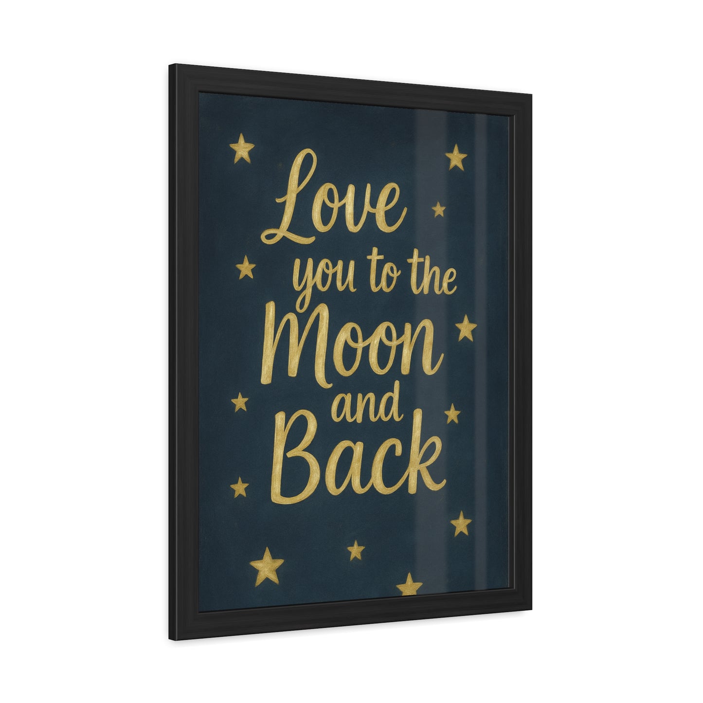 To the Moon and Back-Framed Poster - Gold Script Wall Art (Nursery, Baby Shower, Romantic Gift)-Celestial Dreams