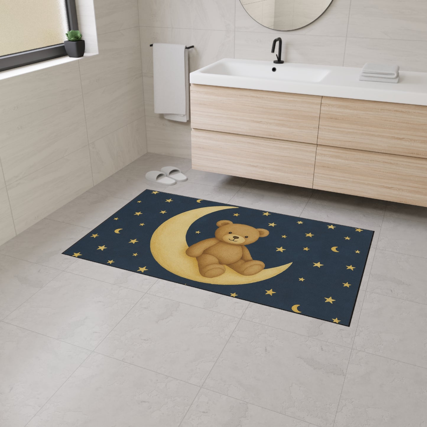 A la Luna – Alfombrilla resistente para suelo Starfield | Alfombra de juego y guardería Celestial