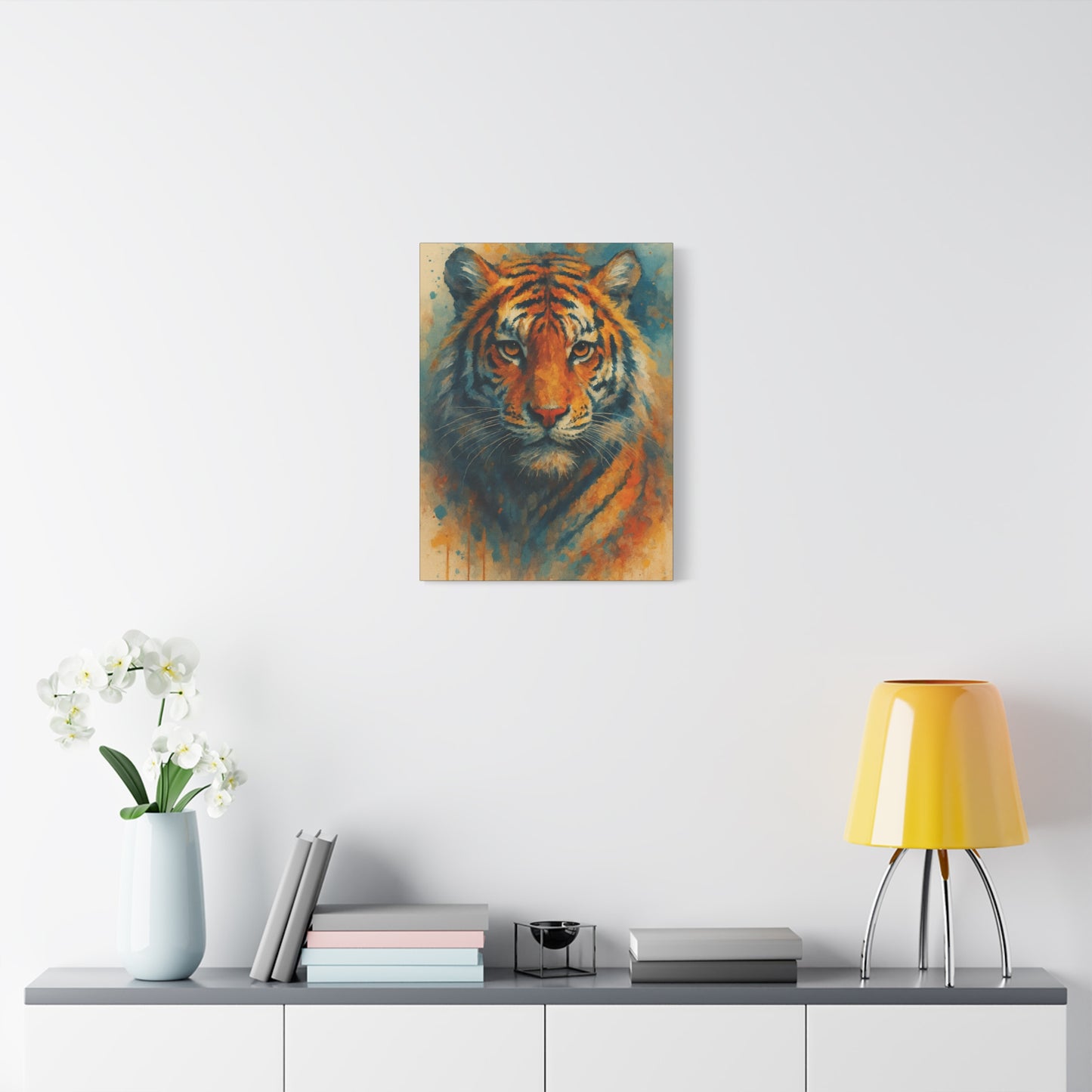Tigger -Bold Colorful Abstract Animal Acrylic Ink Matte Canvas (Stretched)