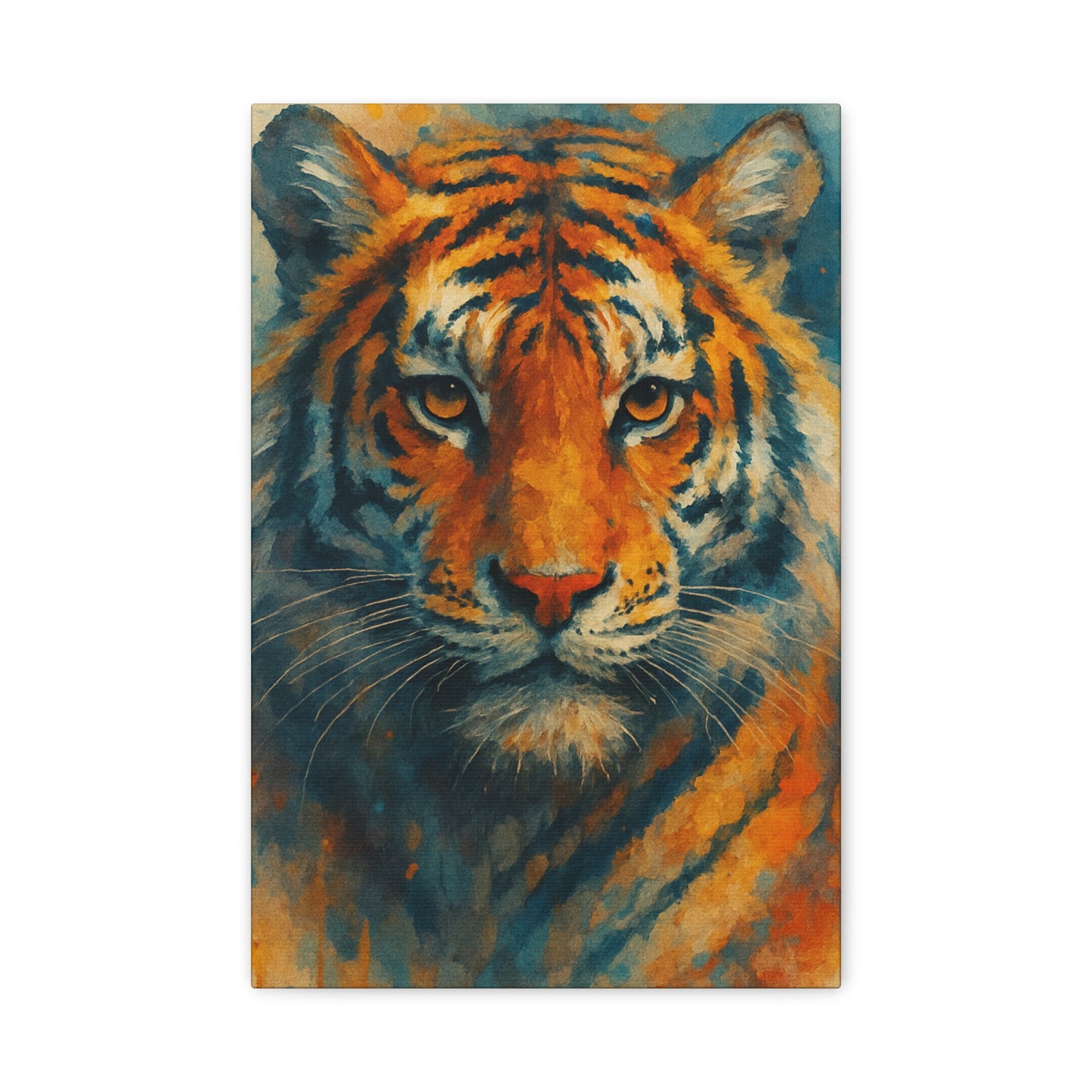 Tiger Portrait Matte Canvas Print — Bold Wildlife Wall Art, Stretched 1.25"