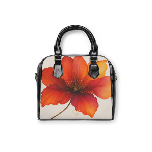 Bella Shoulder Handbag — Red Orange Hibiscus Print Tote