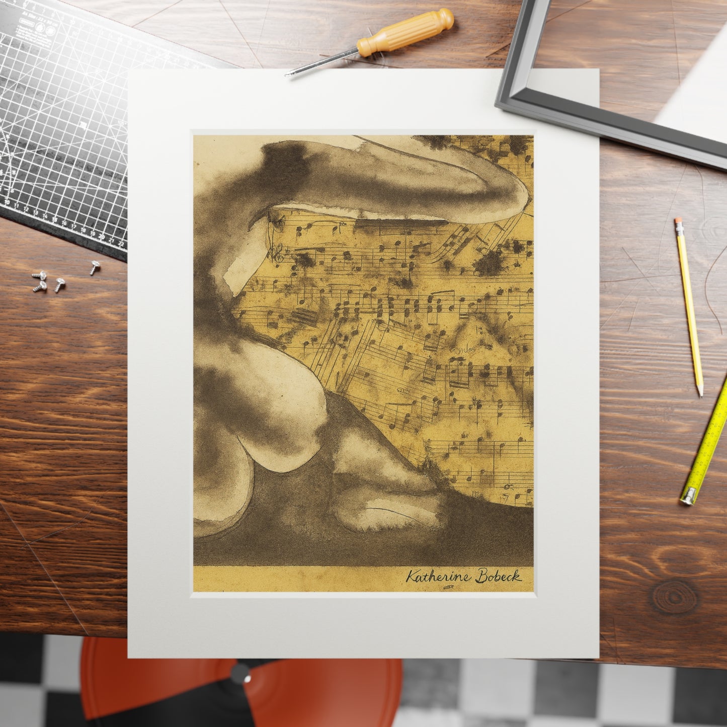 Rose Garden-Artistic Collection-Elegant Musical Fine Art Print with Passepartout Frame