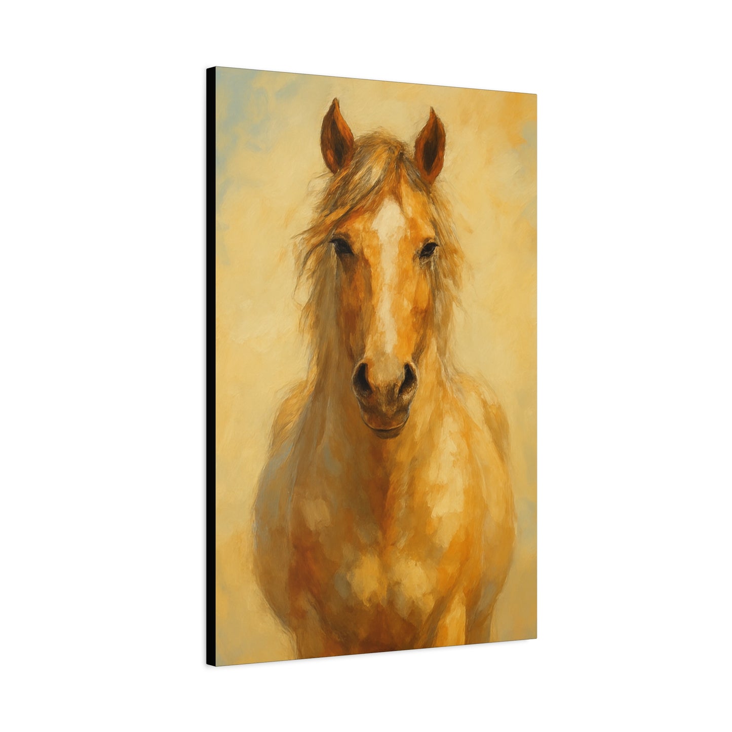 Retrato de caballo dorado en lienzo - Cuadro decorativo mate estirado