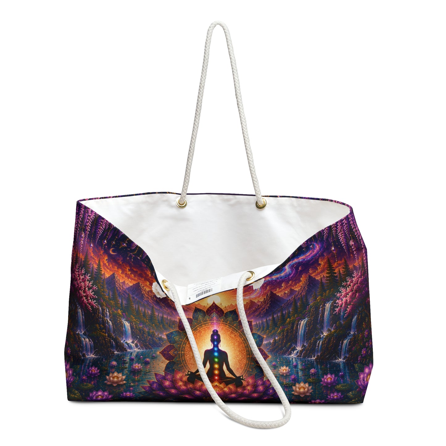 Chakra Meditation Weekender Bag — Psychedelic Sunrise Yoga Travel Tote