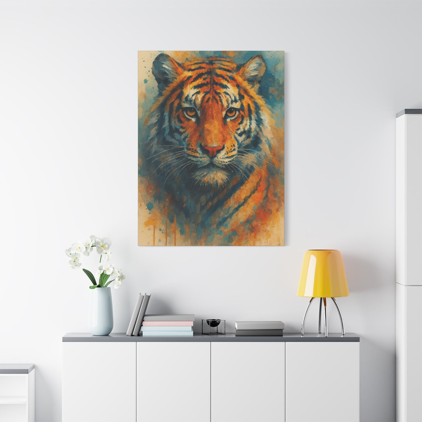 Tigger -Bold Colorful Abstract Animal Acrylic Ink Matte Canvas (Stretched)