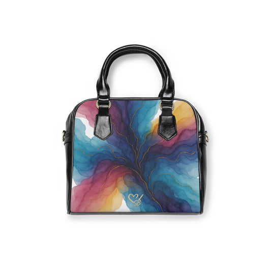 Gloria Shoulder Handbag — Abstract Watercolor Floral Design Small Purse