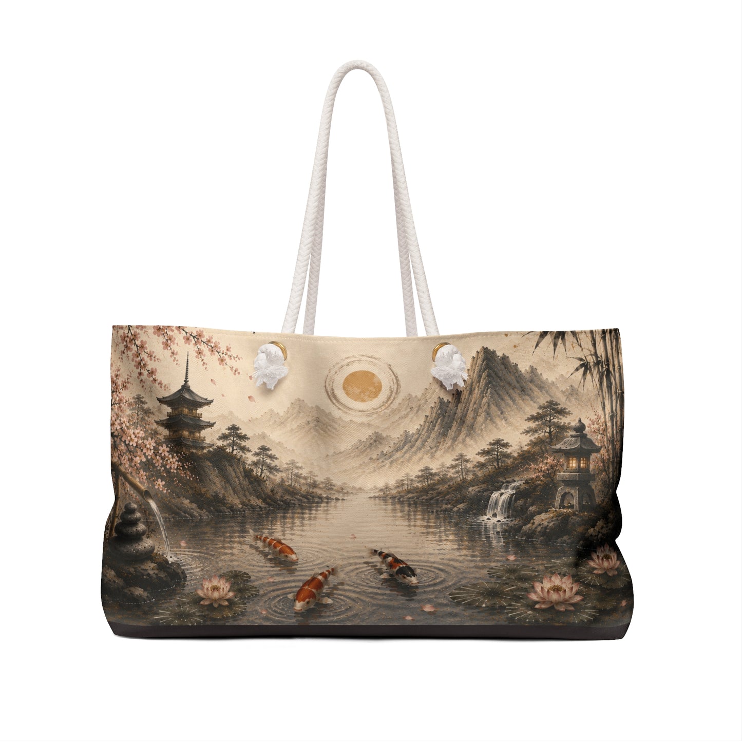 Koi Zen Weekender Bag — Japanese Landscape Travel Tote