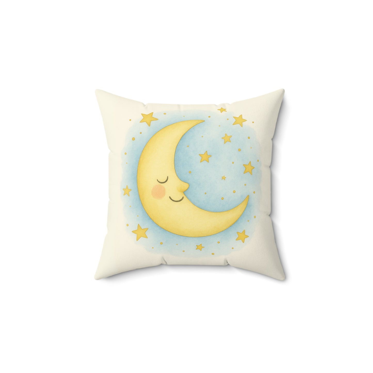 Teddy and Moon-Sleeping Moon Decorative Pillow — Nursery Throw Pillow for Baby Room