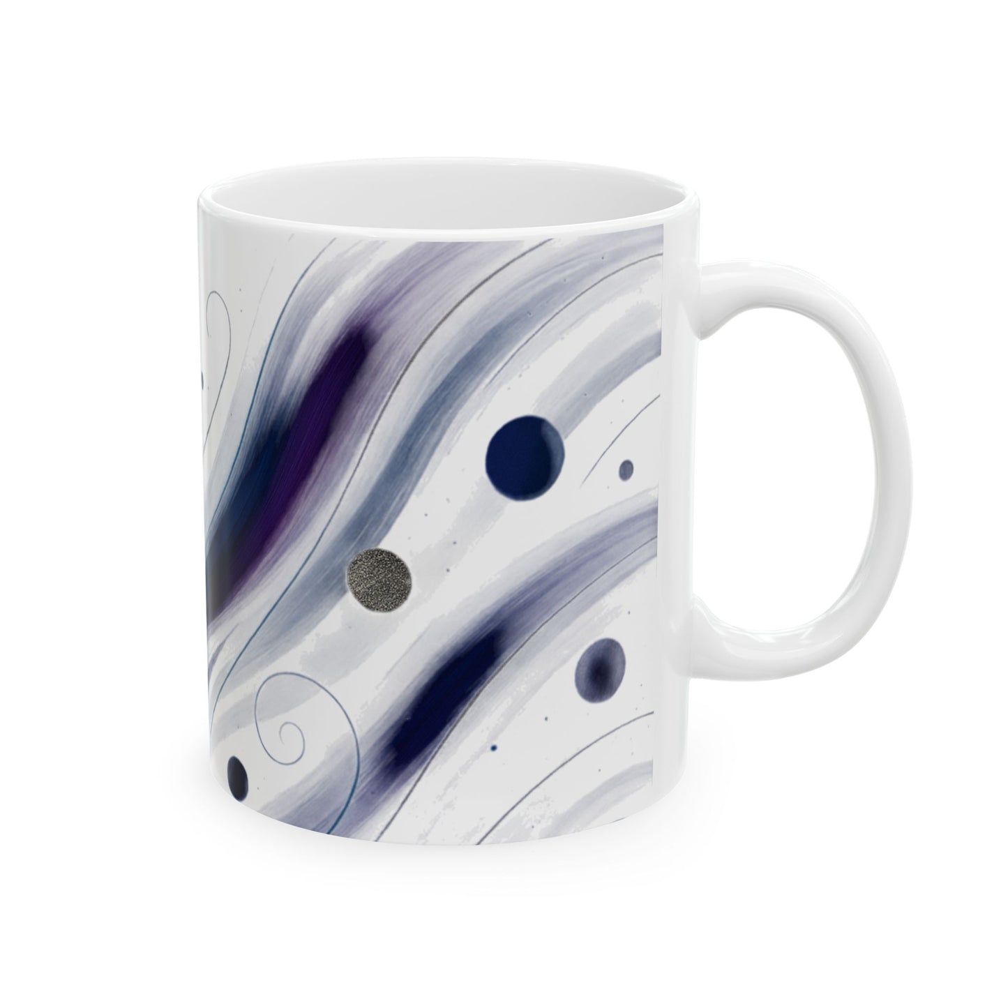 Blue Swirl 2-Soulful Collection- Ceramic Mug — Blue Wave Brushstroke Design (11oz, 15oz)