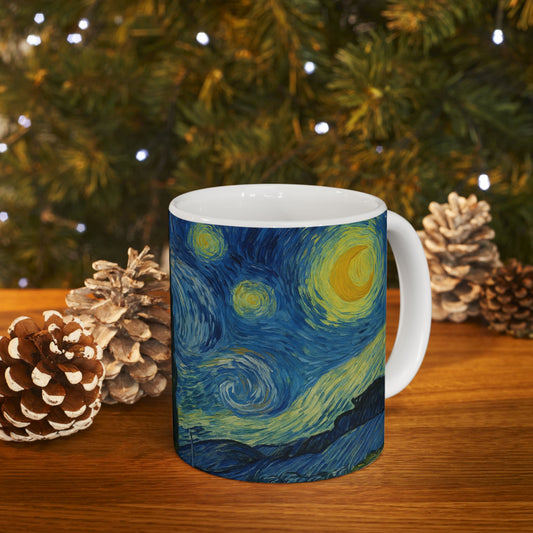 Van Gogh Landscape 3-Echoes of the Masters- Ceramic Mug — Serene Meadow & Sky Coffee Cup (11oz, 15oz)