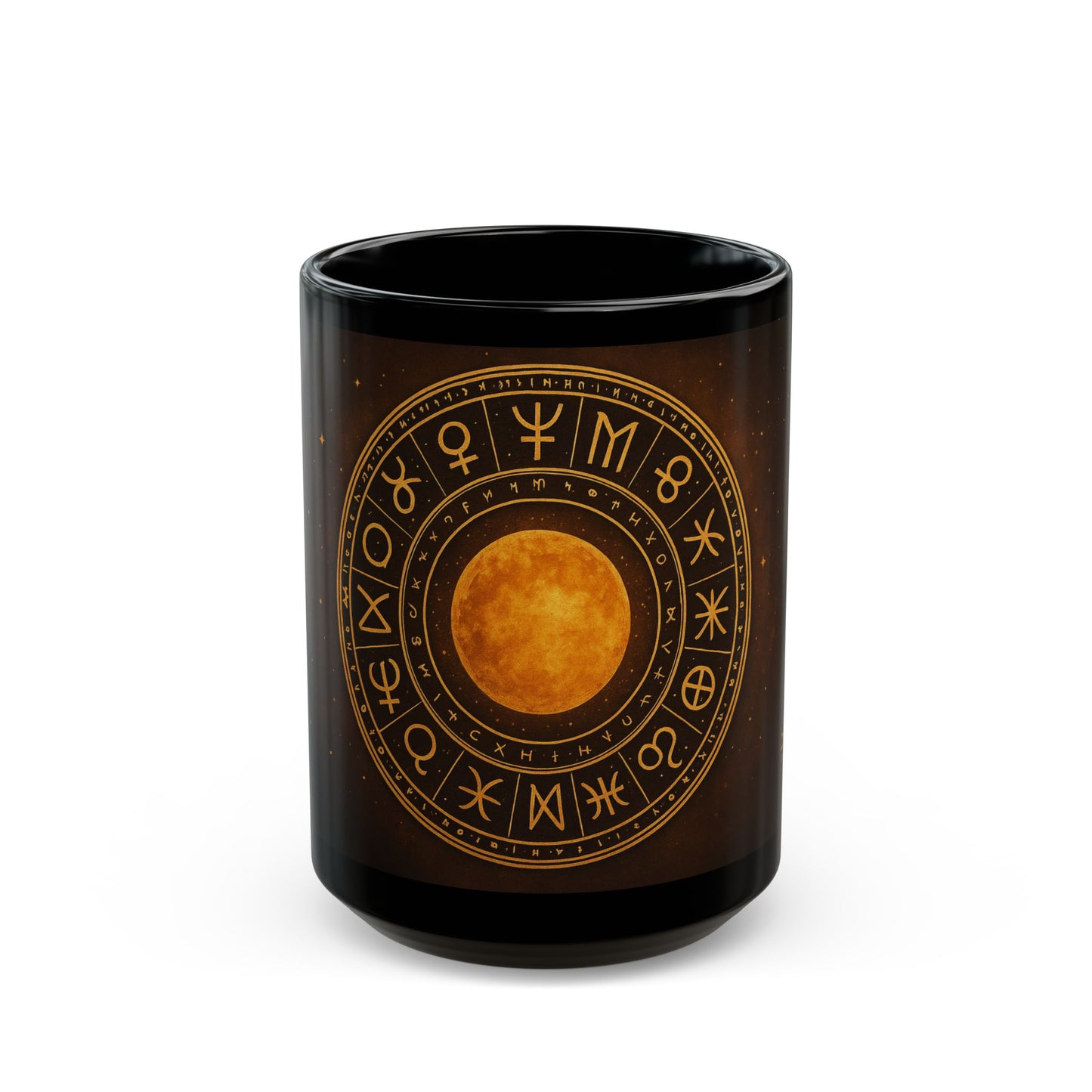 Eclipse solarTaza negra — Taza de café con símbolos del zodiaco (11 oz y 15 oz)