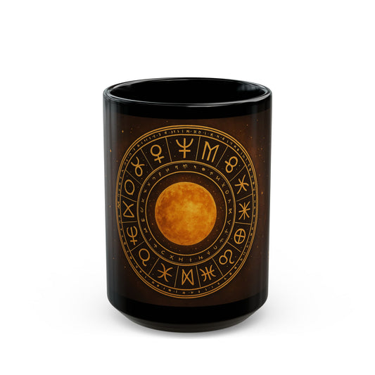 Eclipse solarTaza negra — Taza de café con símbolos del zodiaco (11 oz y 15 oz)