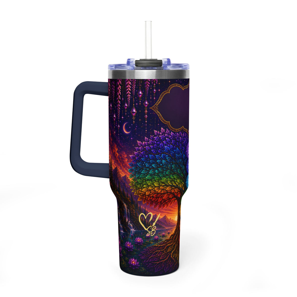 40oz Chakra Tree Vacuum Tumbler — Insulated Spiritual Travel Mug