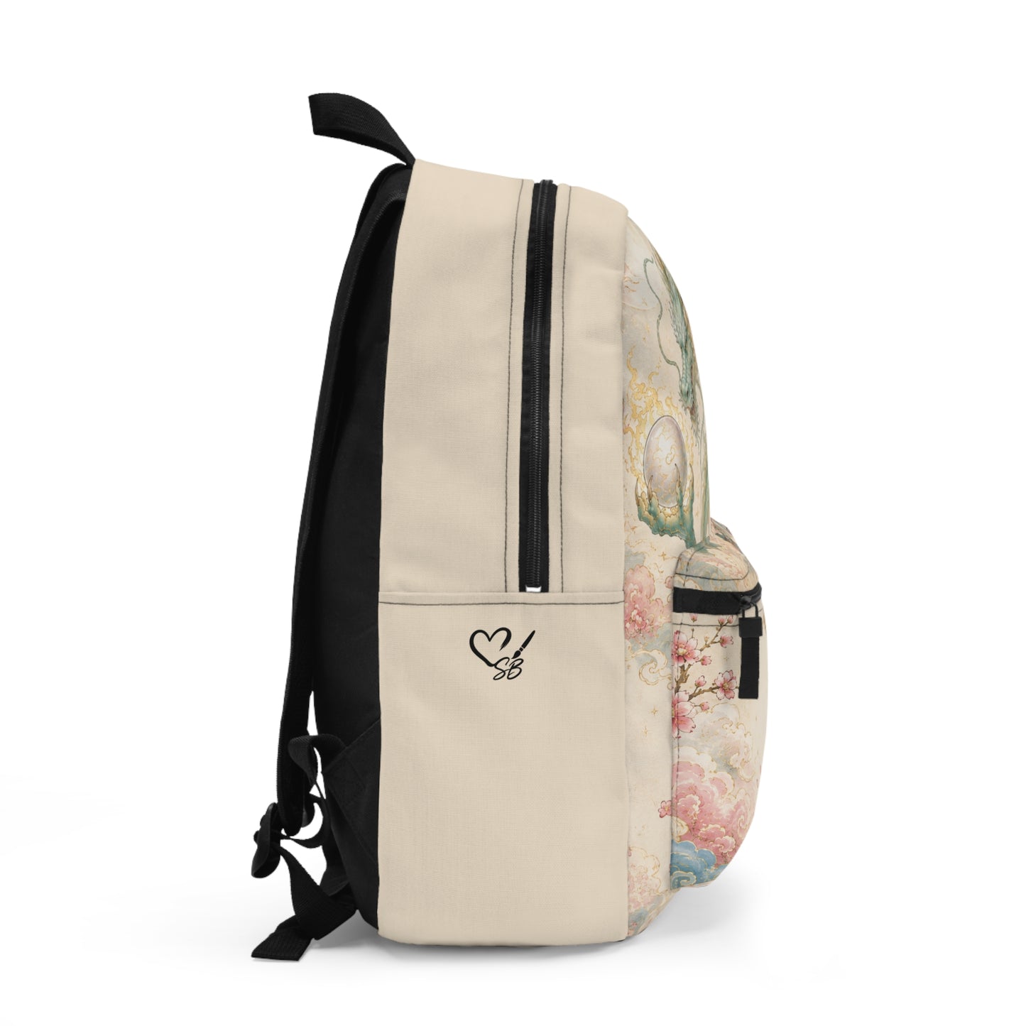 Vintage Celestial Dragon Backpack – Pastel Asian-Inspired Art School Bag
