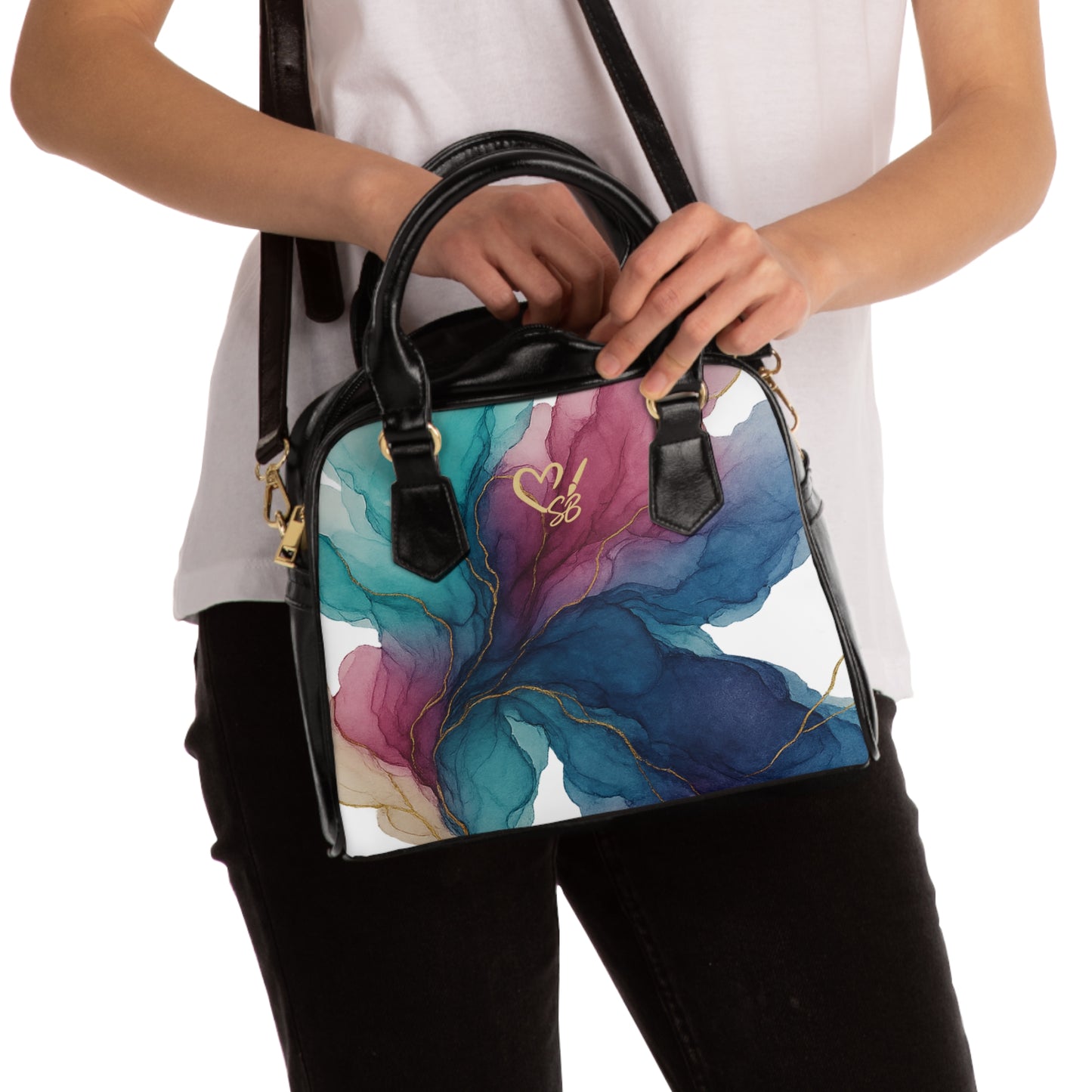 Heather-2025 Colección Artisan Luxe - Bolso de hombro — Bolso tote con espiral de acuarela colorida