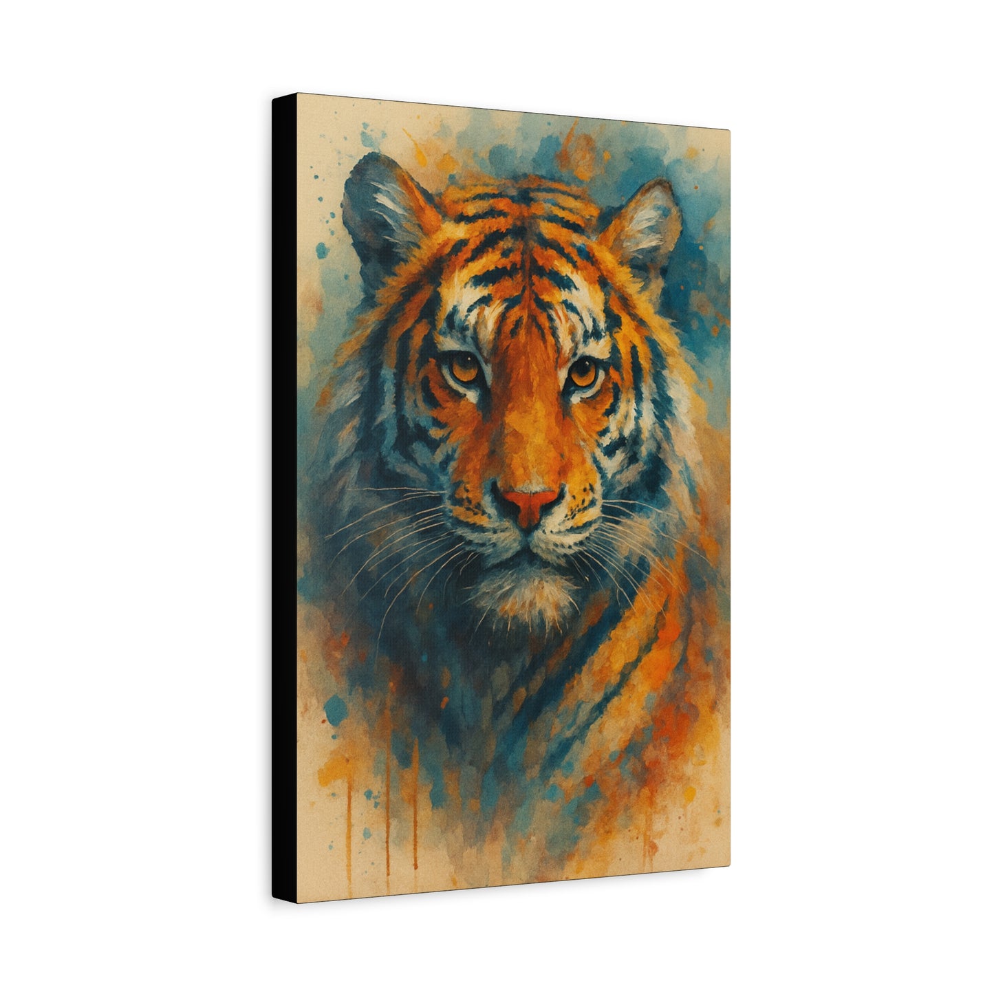 Tigger -Bold Colorful Abstract Animal Acrylic Ink Matte Canvas (Stretched)