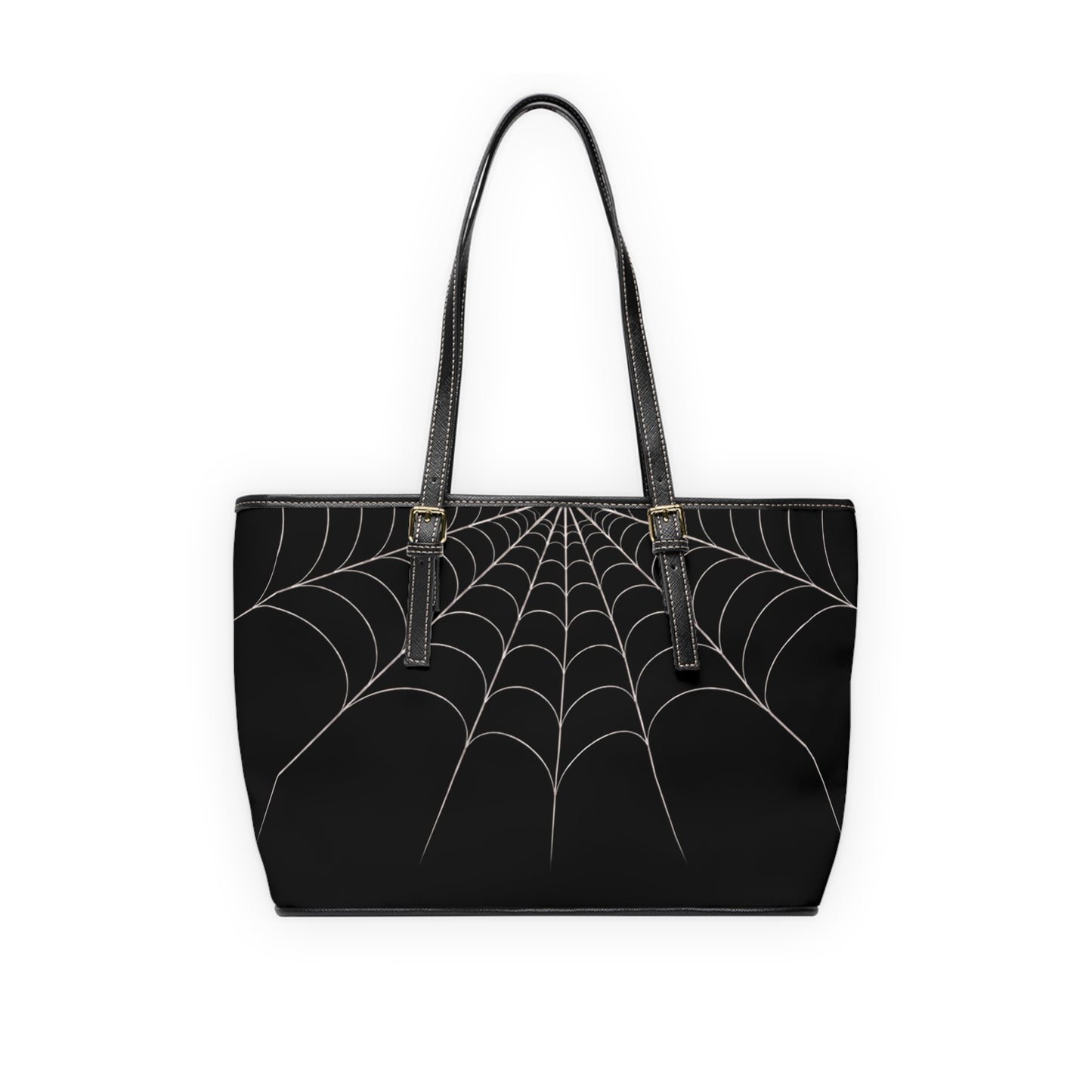 Cascade- Spiderweb PU Leather Shoulder Bag — Gothic Black Tote
