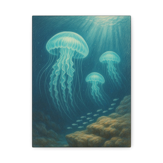 Lienzo Decorativo Medusas del Océano – Arte de Pared Mate Estirado