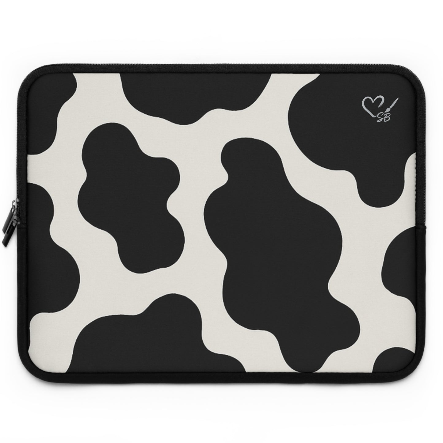 Funda para portátil con estampado de vaca - Estuche protector de neopreno en blanco y negro