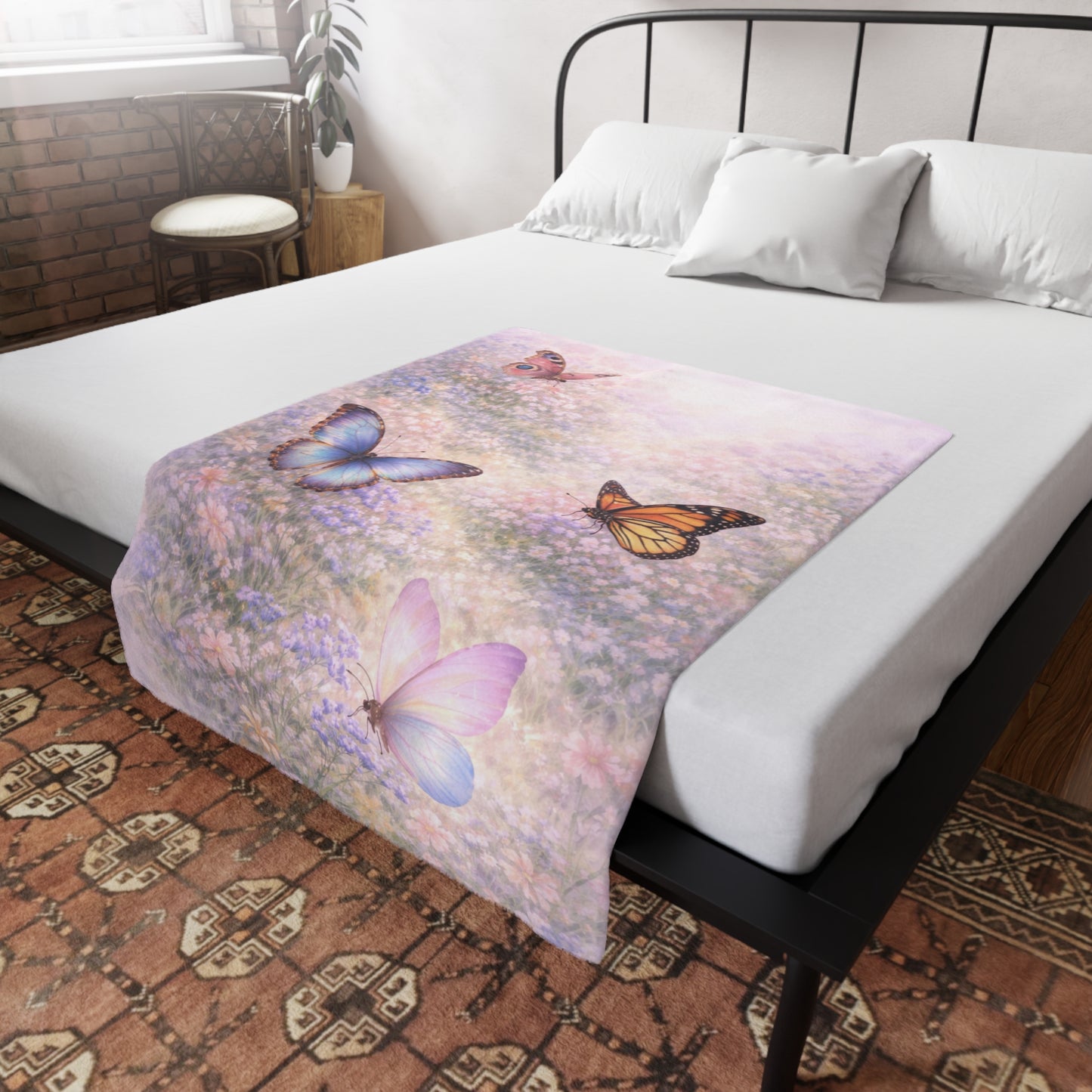 Manta para bebés y niños pequeños con diseño de mariposas, manta para cuna con estampado floral en colores pastel para bebés y niños pequeños