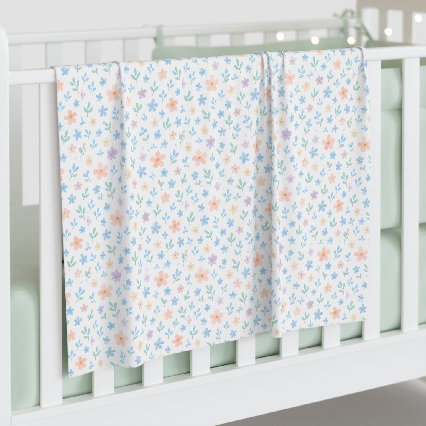 Floral Baby Swaddle Blanket — Soft Pastel Flowers Newborn Wrap
