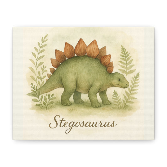 Stegosaurus Canvas Wall Art — Watercolor Dino Print for Nursery & Kids’ Room