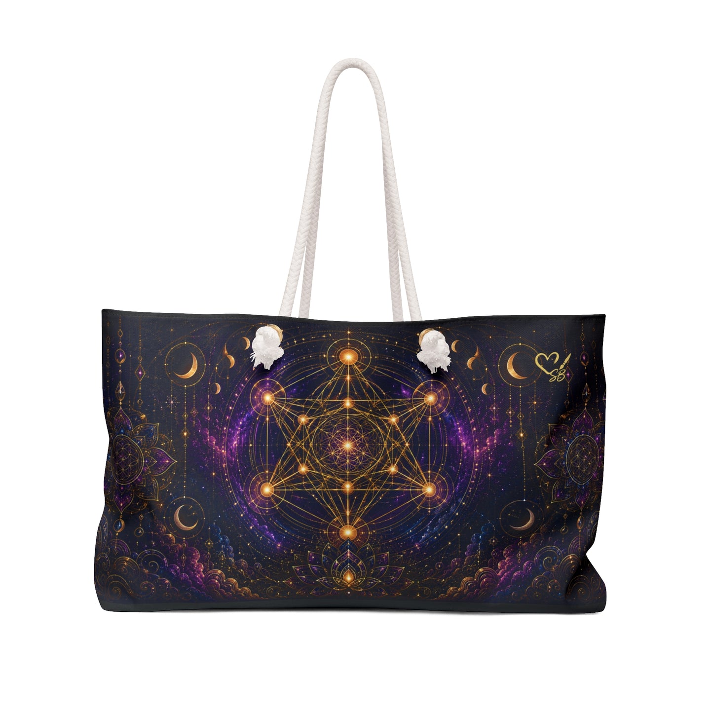 Sacred Geometry Weekender Bag — Golden Metatron Tote for Spiritual Travel