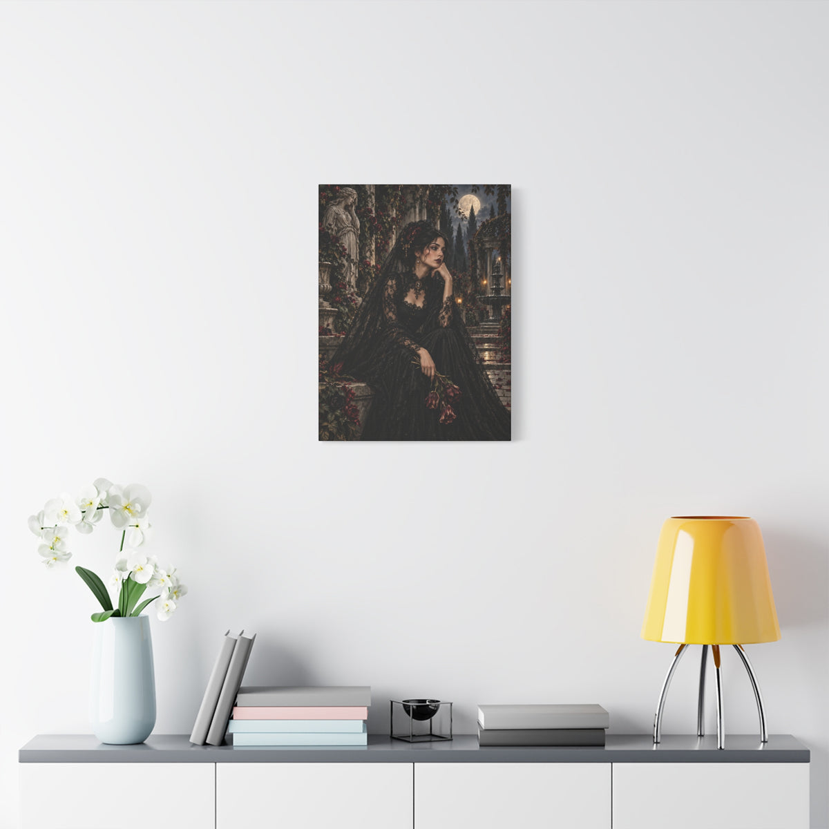 Gothic Mourning Lady -Garden of Sorrow-Matte Canvas Wall Art