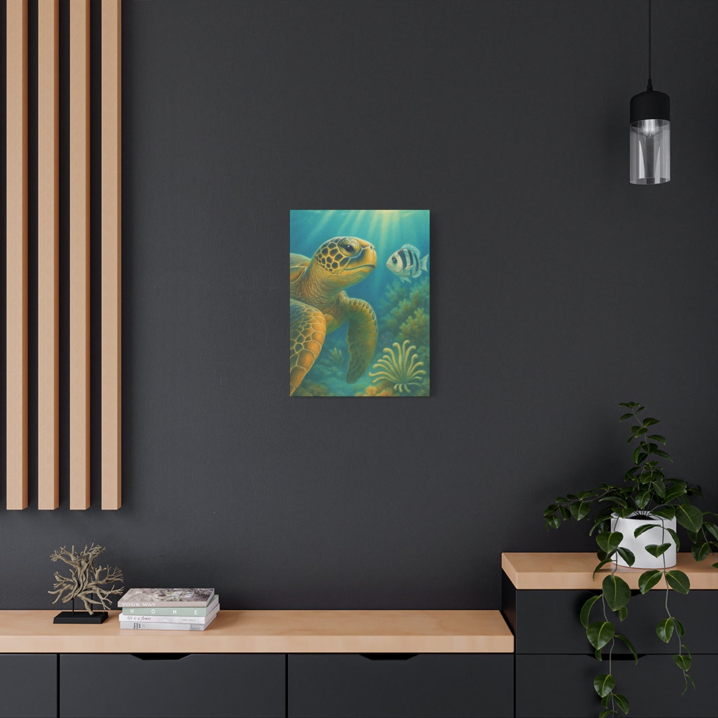 Sea Turtle Underwater Canvas Art – Matte Stretched Wall Decor