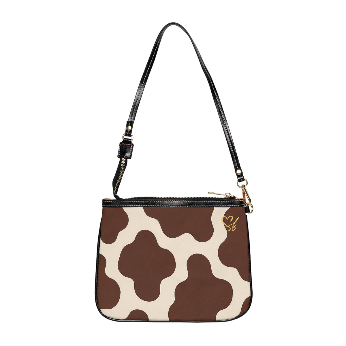 Brown Cow Print Small Shoulder Bag — Brown Retro Pattern Crossbody Purse