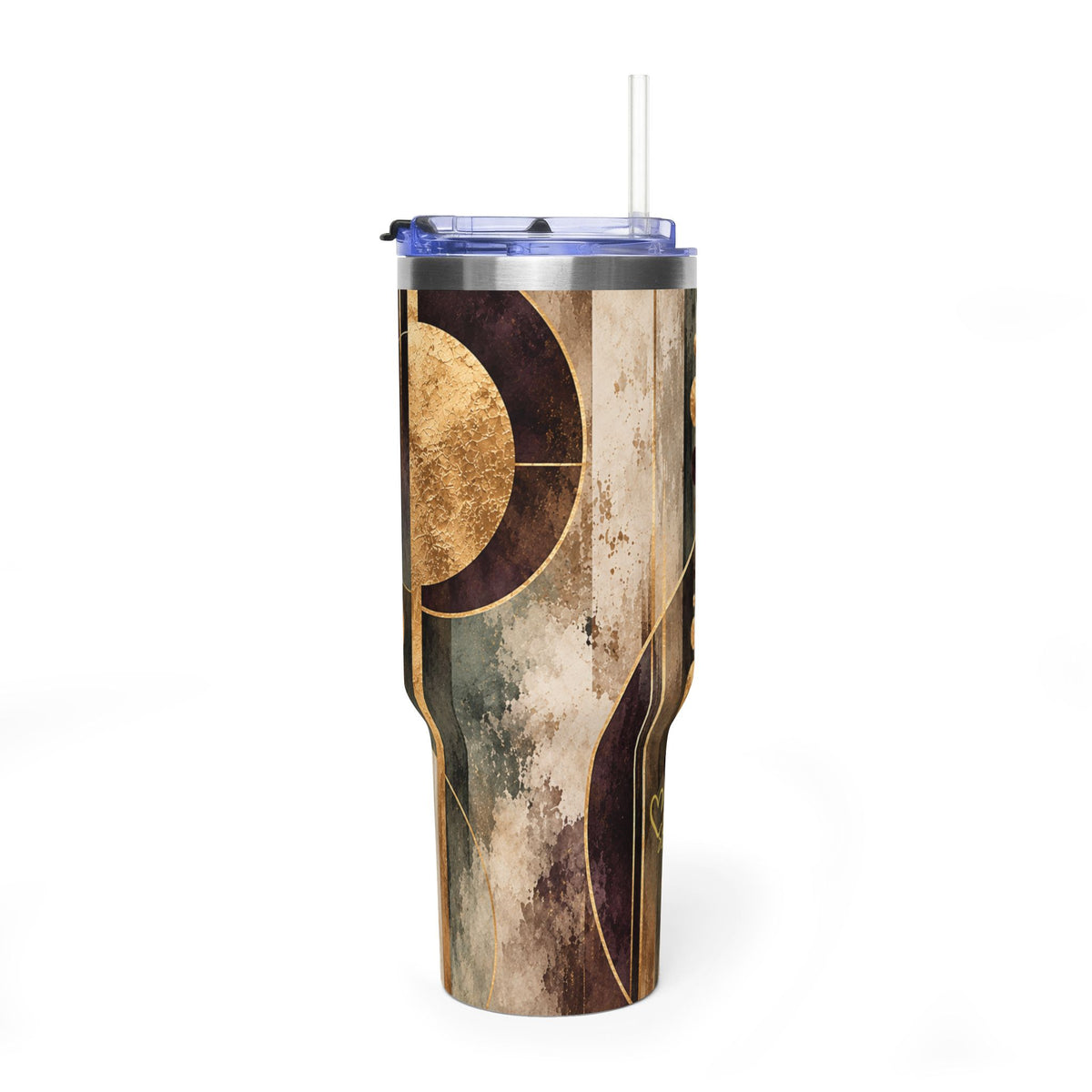 Lunar Rings 40oz Tumbler — Abstract Moon Phase Vacuum Mug