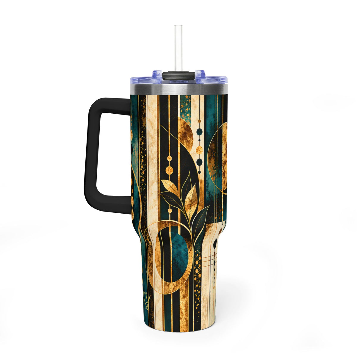 Gilded Orbit 40oz Tumbler — Moon & Gold Geometric Vacuum Mug