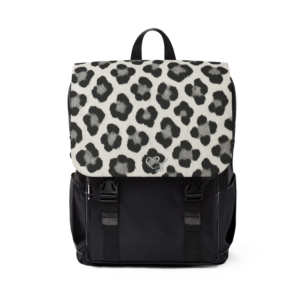 Snow Leopard Print Canvas Backpack – Casual Shoulder Daypack