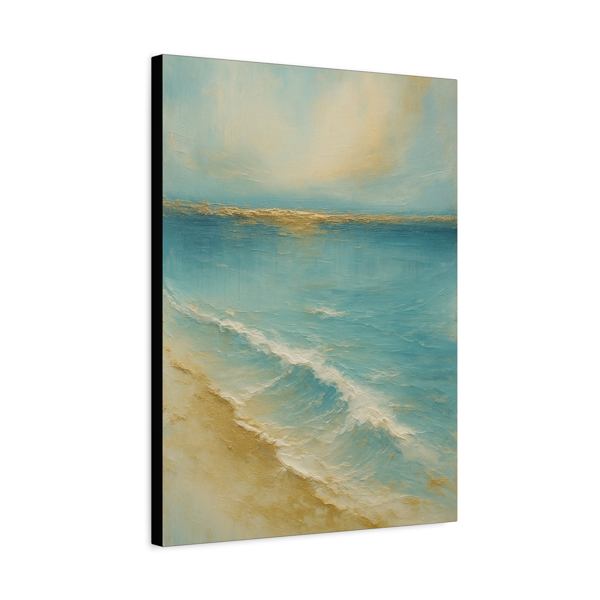Golden Horizon — Gold Coast Collection — Matte Canvas Wall Art — Ocean Beach Landscape, Stretched 1.25"