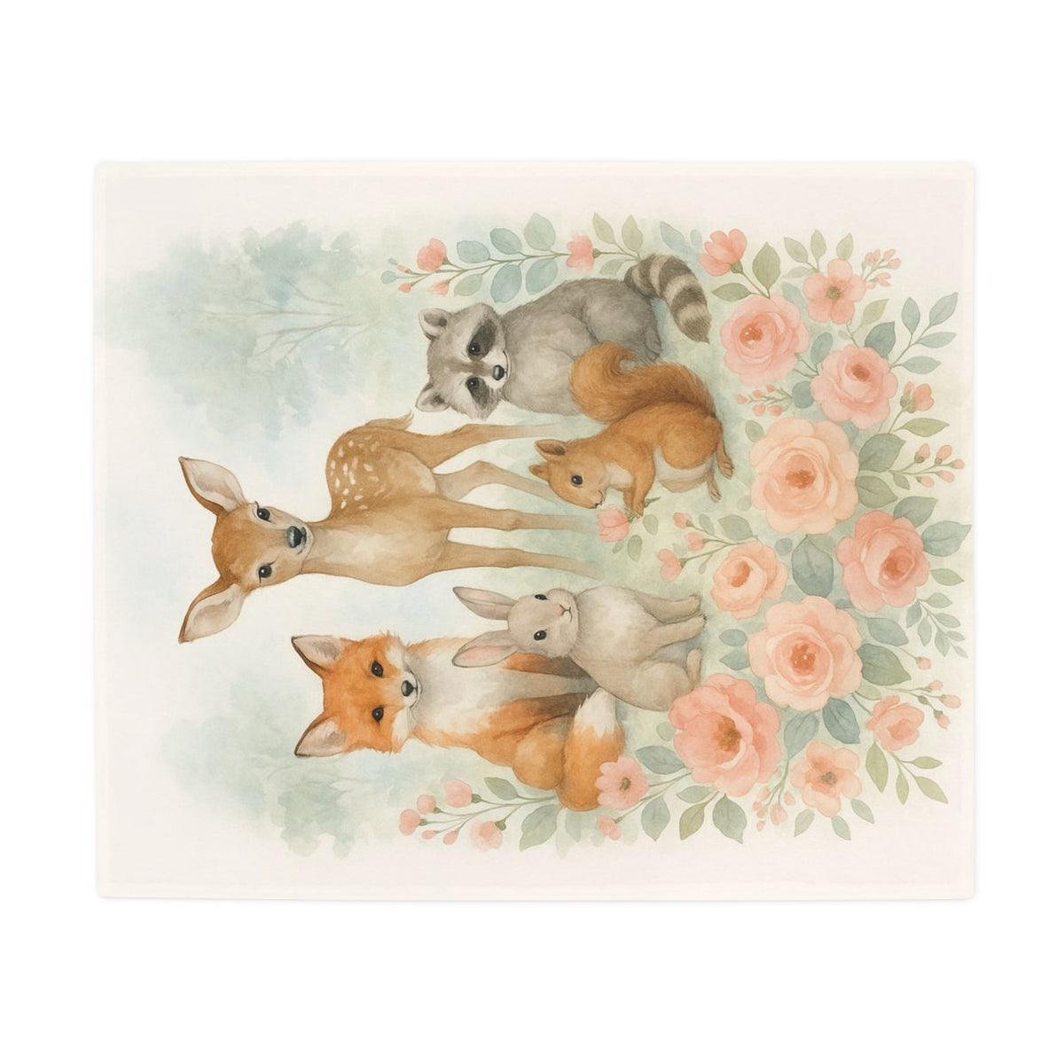 Manta de felpa Woodland Friends con diseño floral campestre elegante