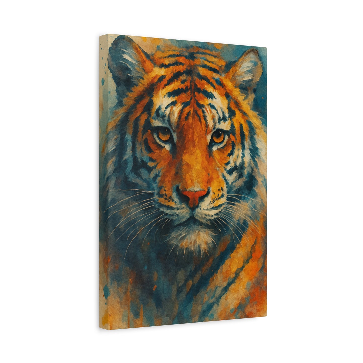 Tiger Portrait Matte Canvas Print — Bold Wildlife Wall Art, Stretched 1.25"