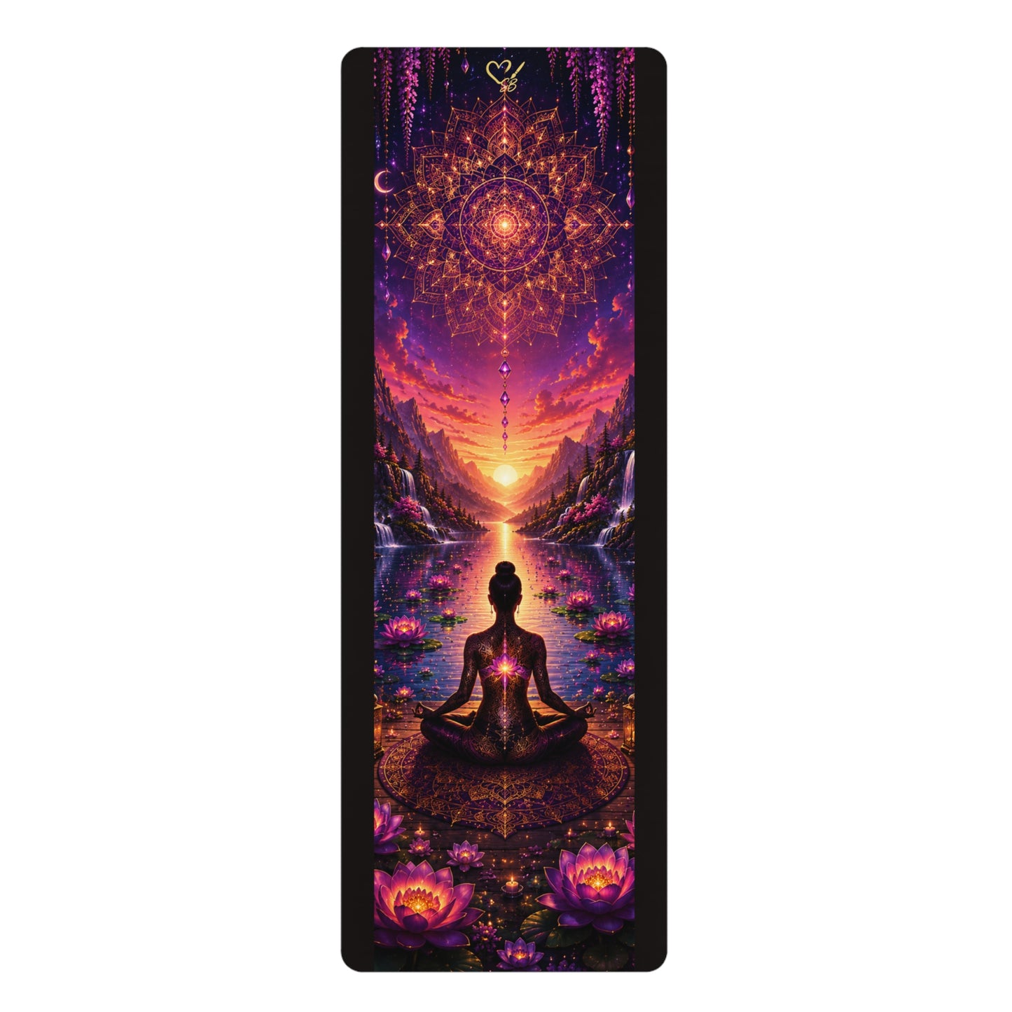 Meditation Sunrise Yoga Mat — Spiritual Lotus Rubber Mat for Mindfulness & Meditation