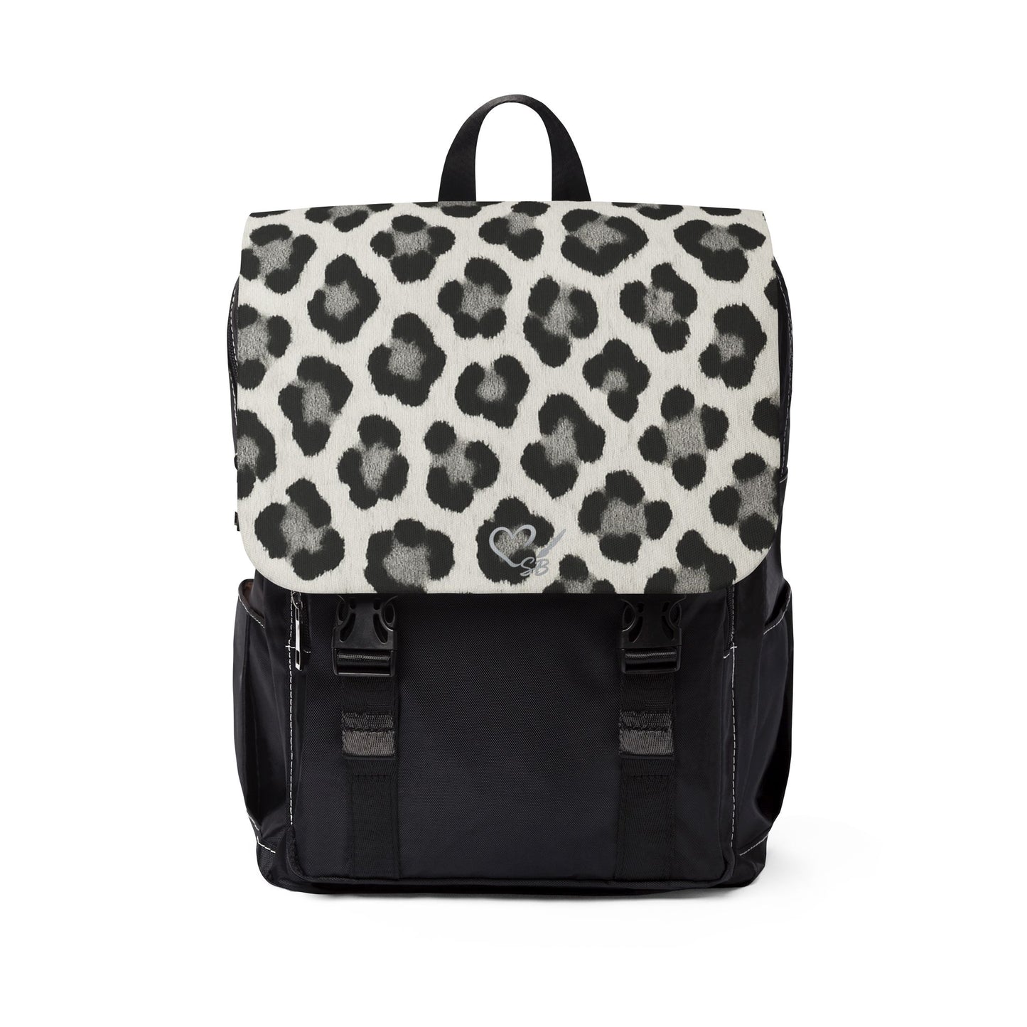 Mochila de lona con estampado de leopardo de las nieves – Mochila casual de hombro para el día a día