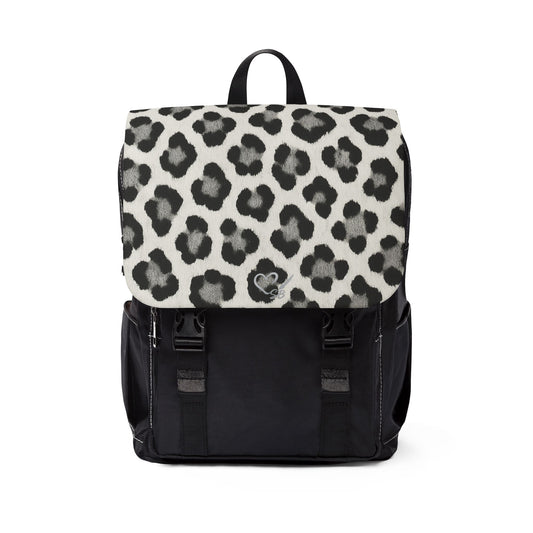 Mochila de lona con estampado de leopardo de las nieves – Mochila casual de hombro para el día a día
