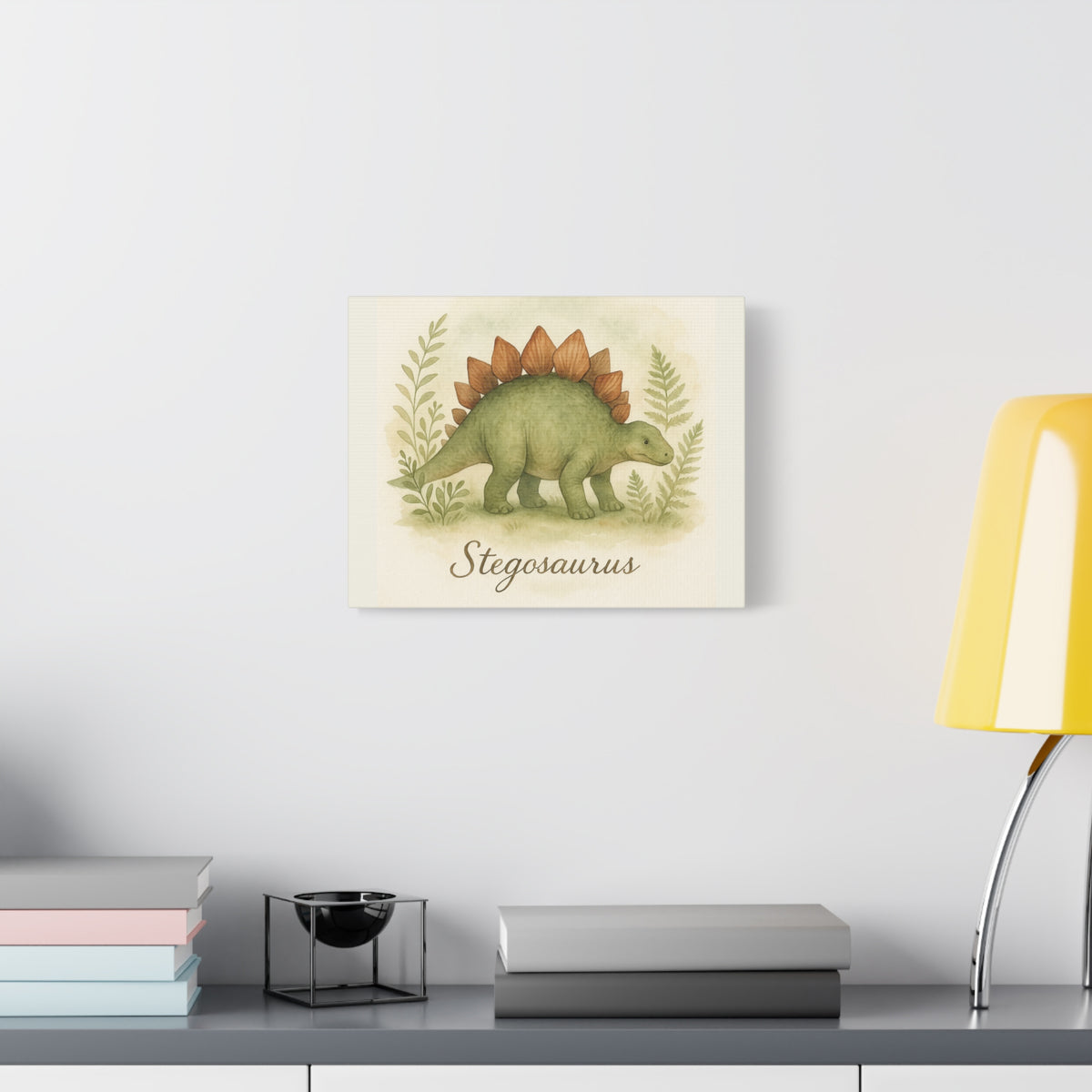 Stegosaurus Canvas Wall Art — Watercolor Dino Print for Nursery & Kids’ Room