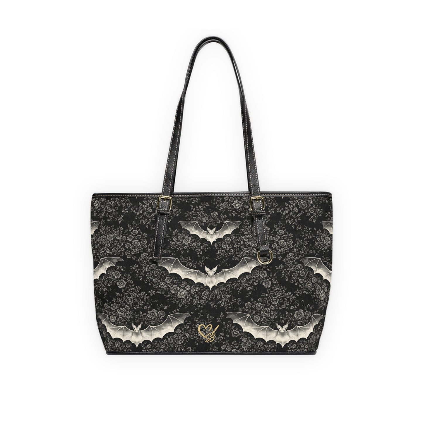 Bolso de Hombro de PU Eclipse Noir — Bolso Tote Floral Gótico