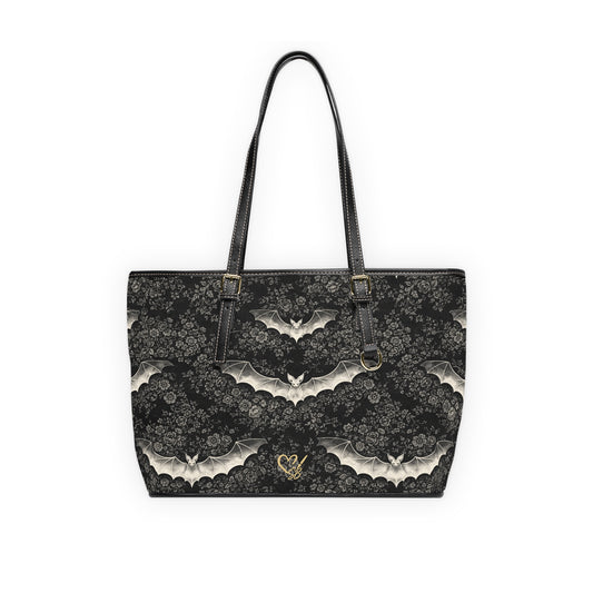 Bolso de Hombro de PU Eclipse Noir — Bolso Tote Floral Gótico