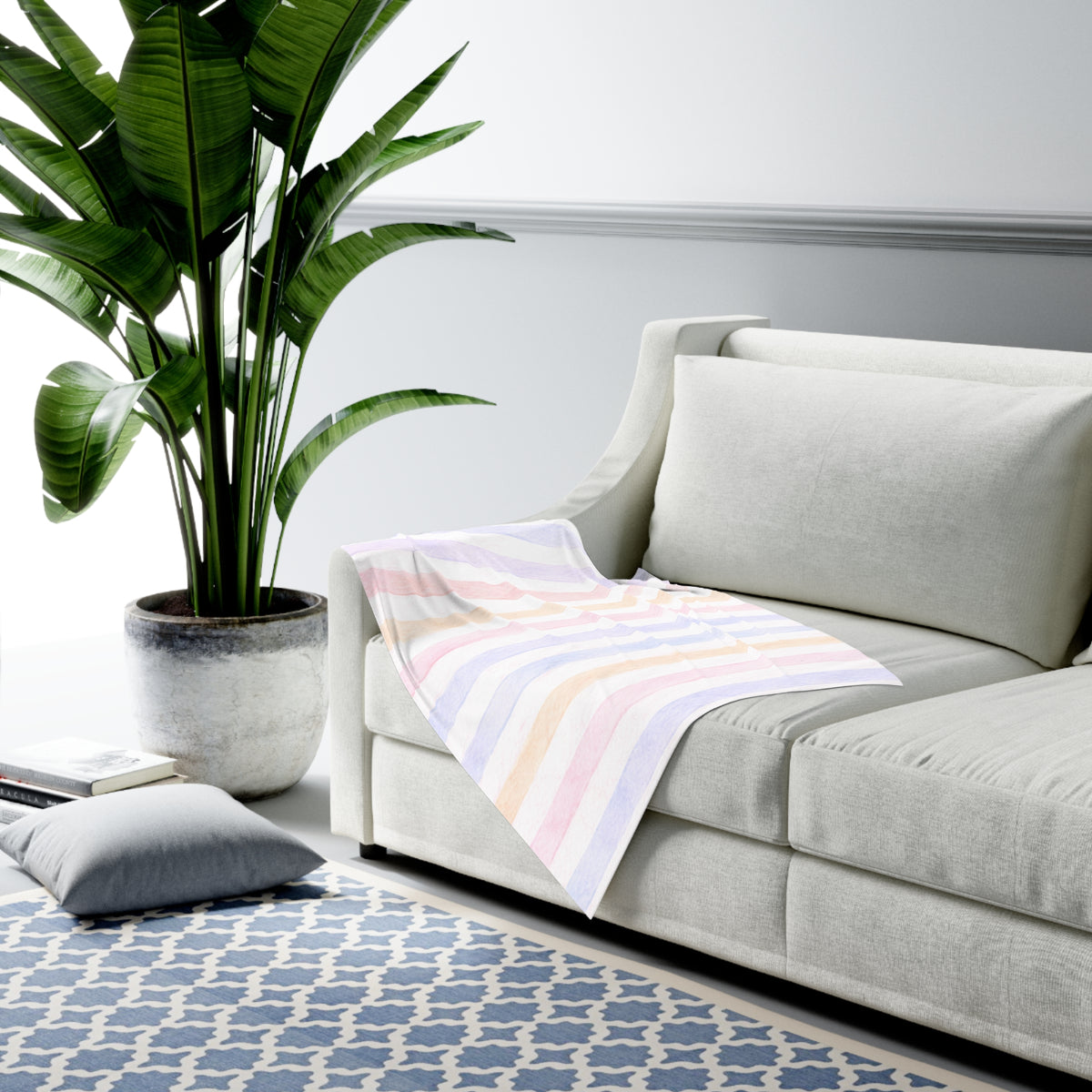 Butterfly Meadow Swaddle Blanket —Pastel Stripe Floral Newborn Wrap