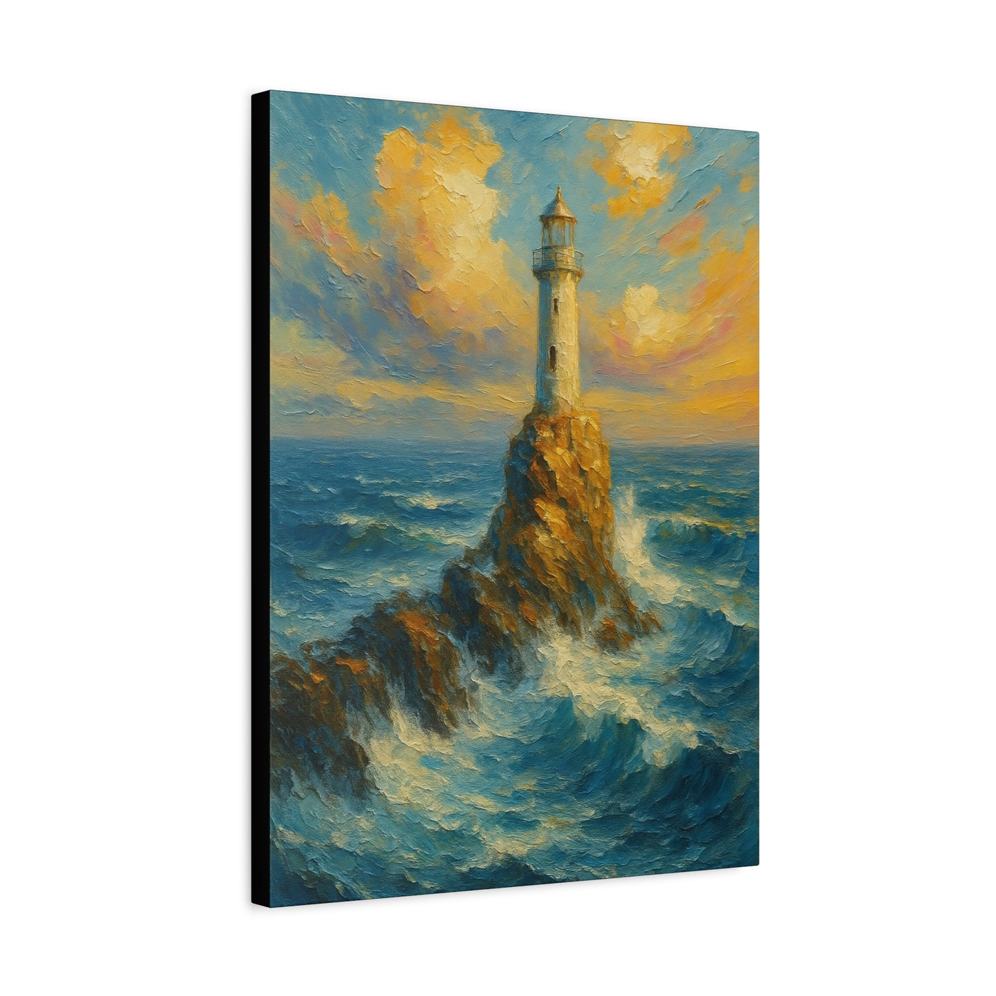Impresión en lienzo de faro oceánico — Arte de pared mate estirado