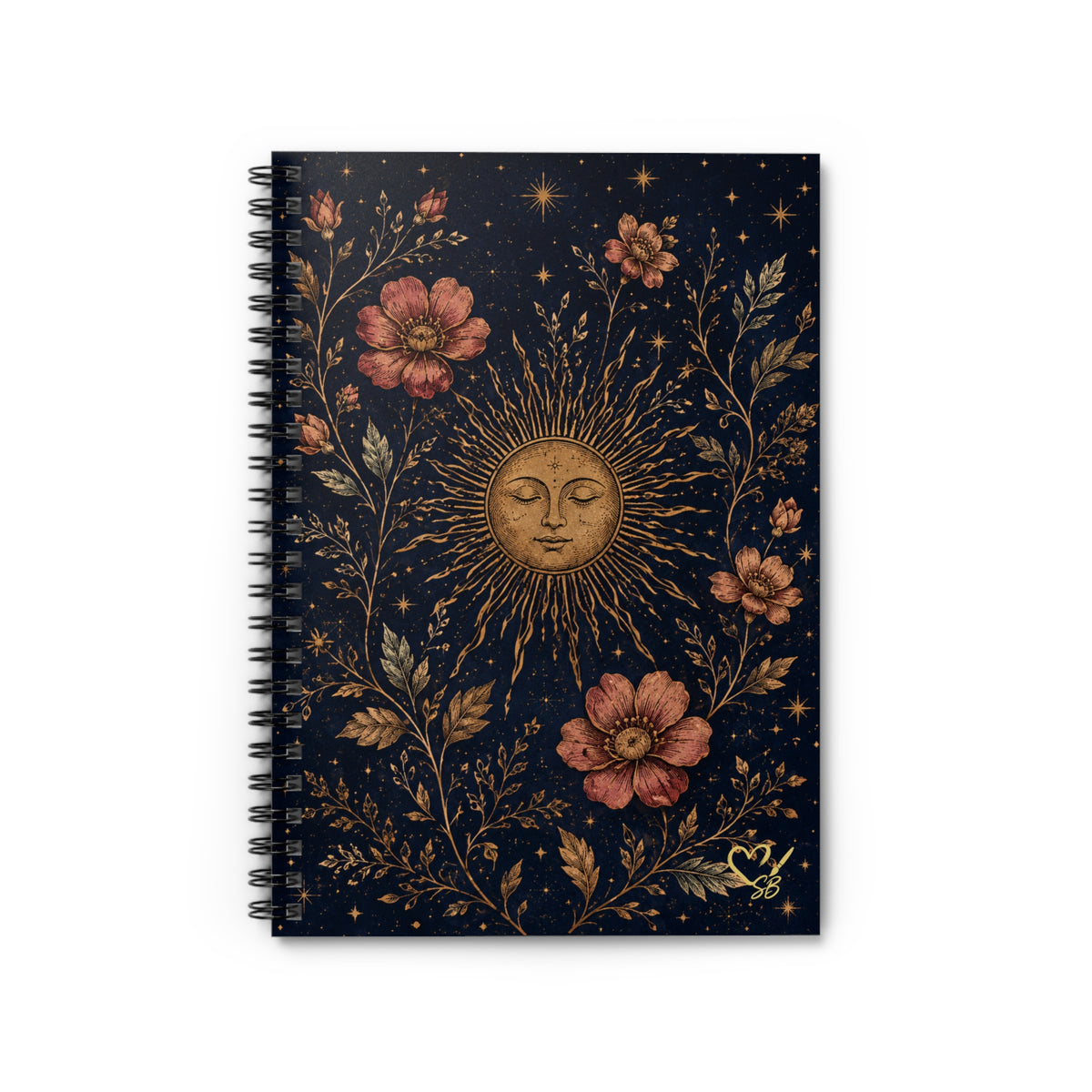 Celestial Sunflower Spiral Notebook — Ruled Floral Sun Journal